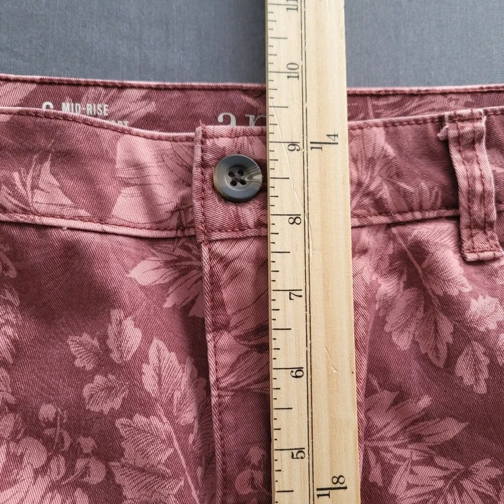 ana A New Approach Womens Mauve Floral Mid‎ Rise Twill Shorts Size 6 Boho Y2K